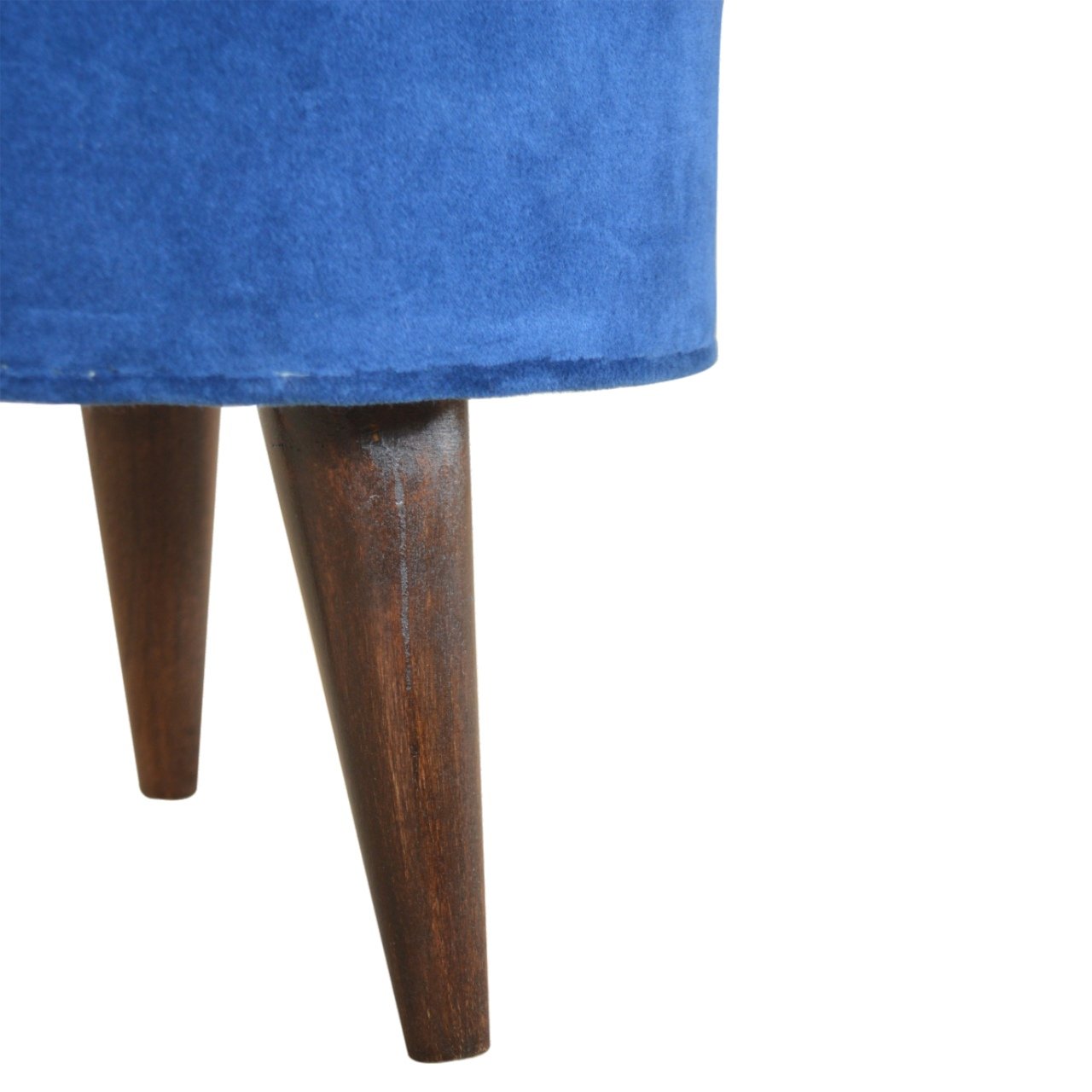 Royal Blue Velvet Nordic Footstool - Image 7