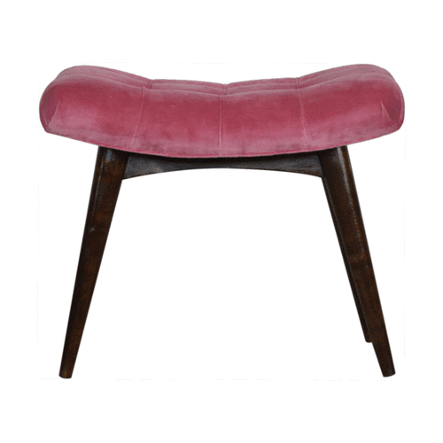 Pink Cotton Velvet Curved Bench - Image 11