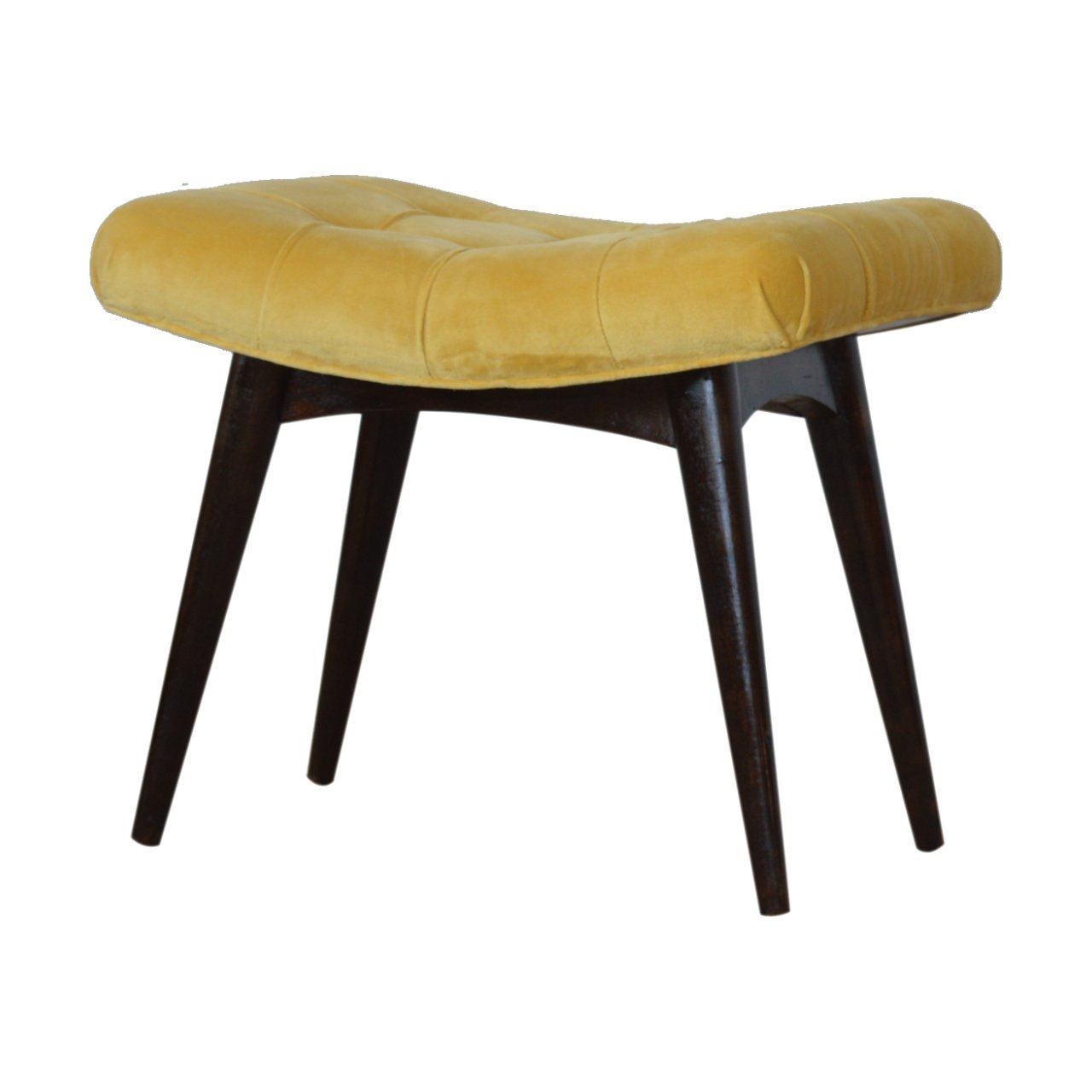 Mustard Cotton Velvet Curved Bench - Image 4