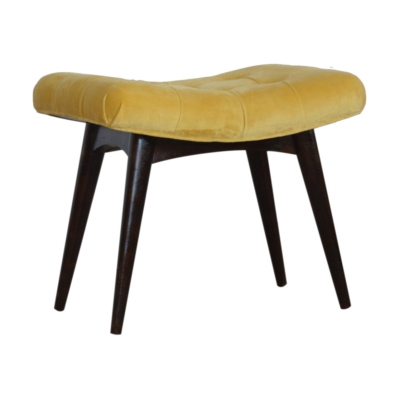 Mustard Cotton Velvet Curved Bench - Image 3