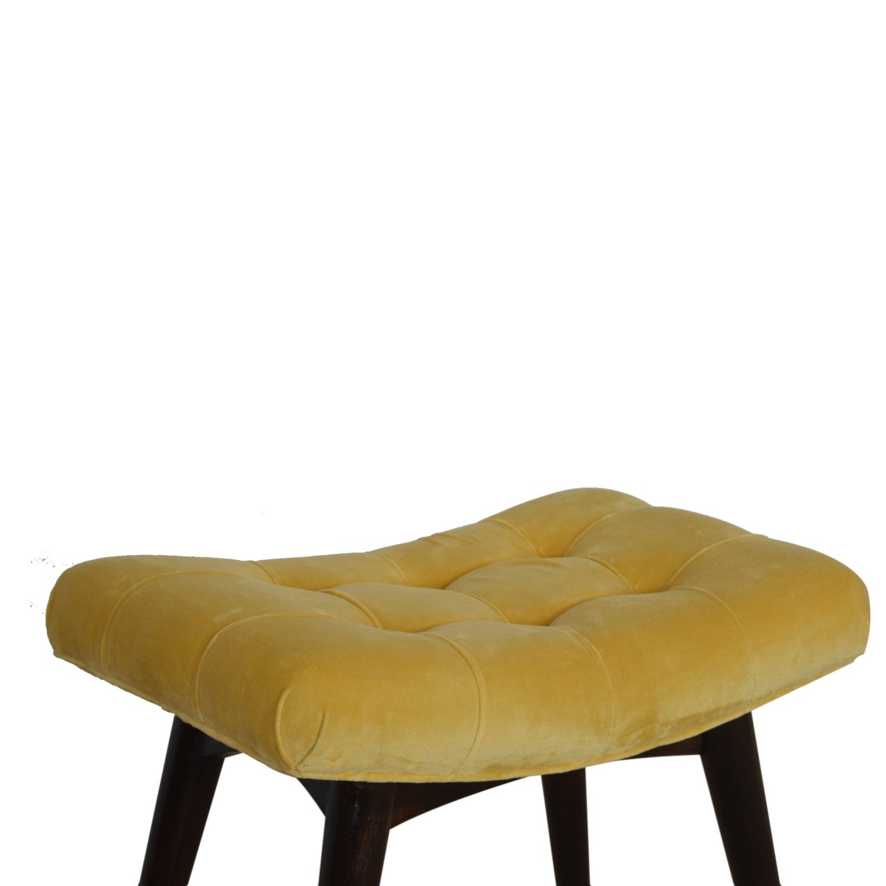 Mustard Cotton Velvet Curved Bench - Image 5