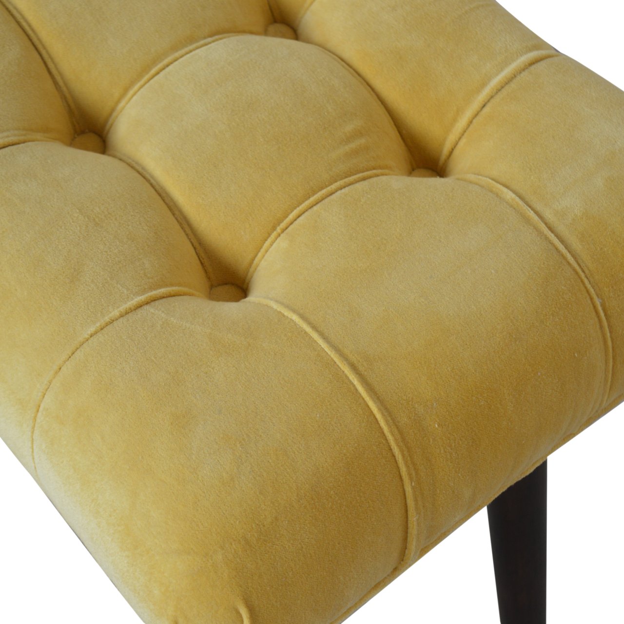 Mustard Cotton Velvet Curved Bench - Image 7