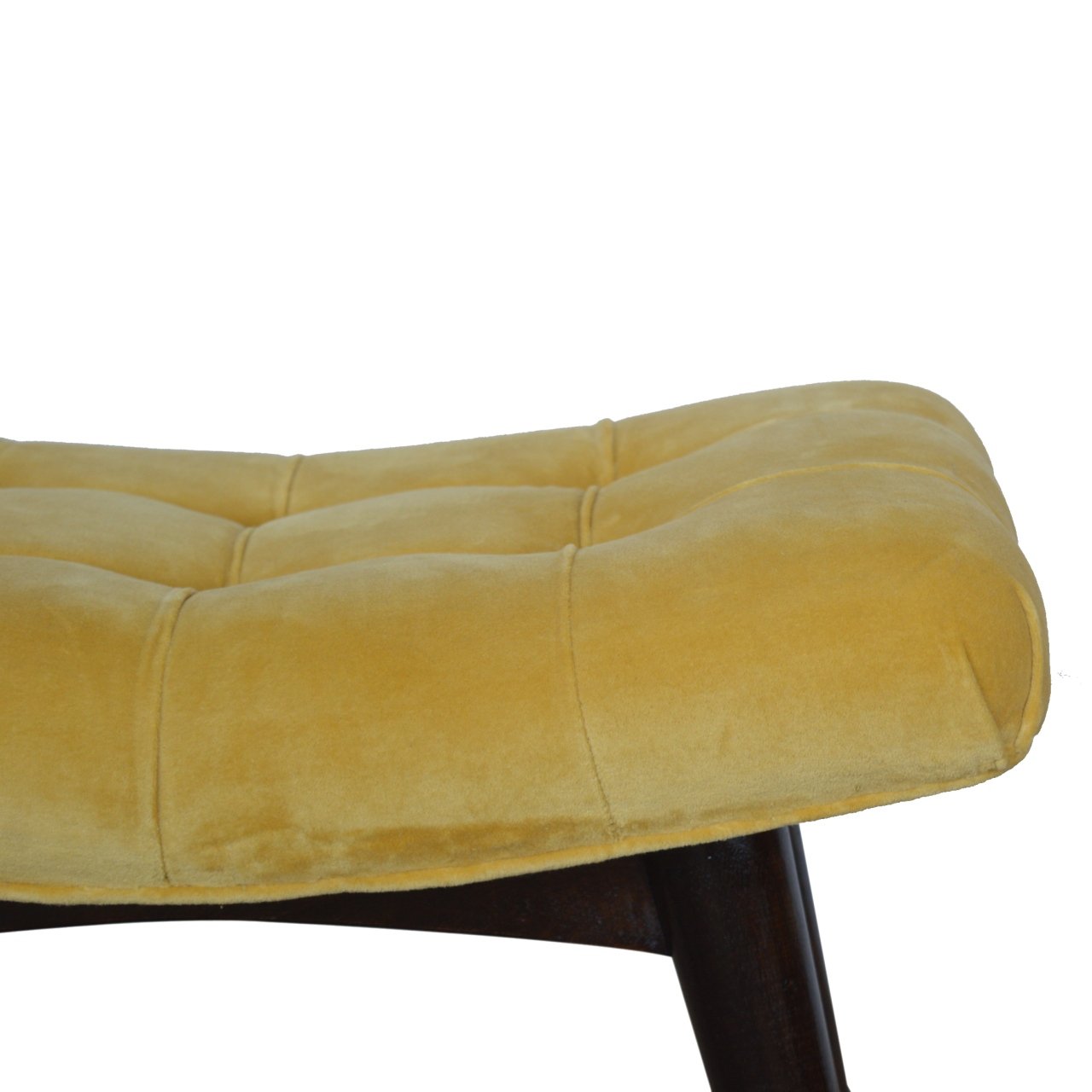Mustard Cotton Velvet Curved Bench - Image 6