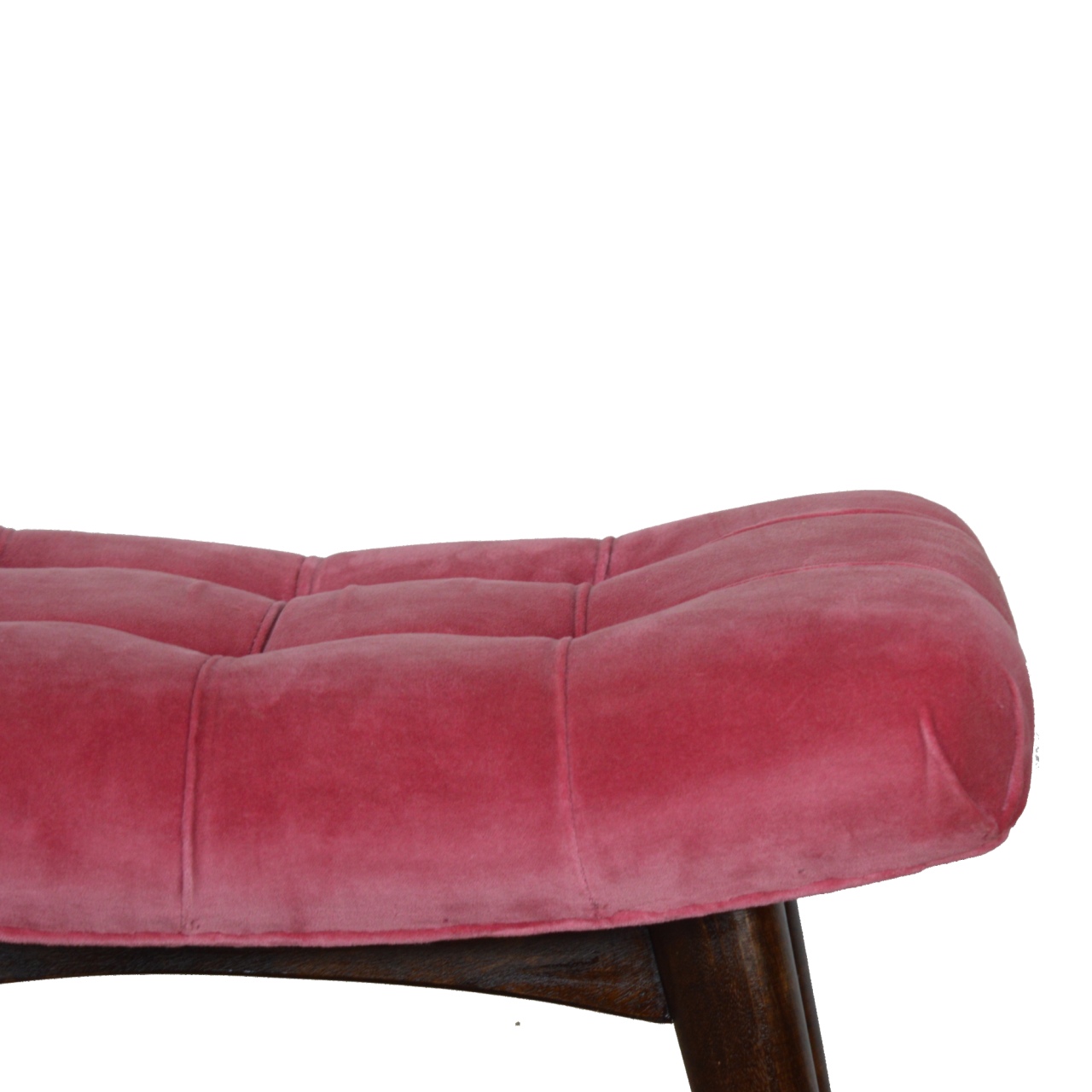 Pink Cotton Velvet Curved Bench - Image 4