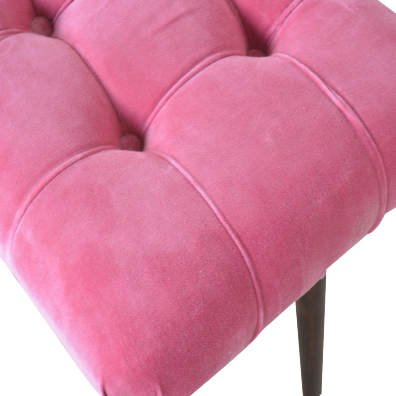 Pink Cotton Velvet Curved Bench - Image 5