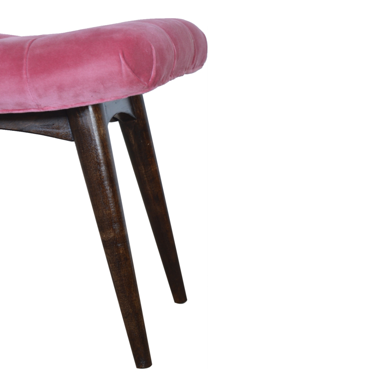 Pink Cotton Velvet Curved Bench - Image 6