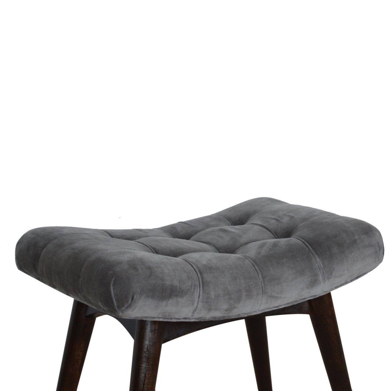 Grey Cotton Velvet Curved Bench - Image 5