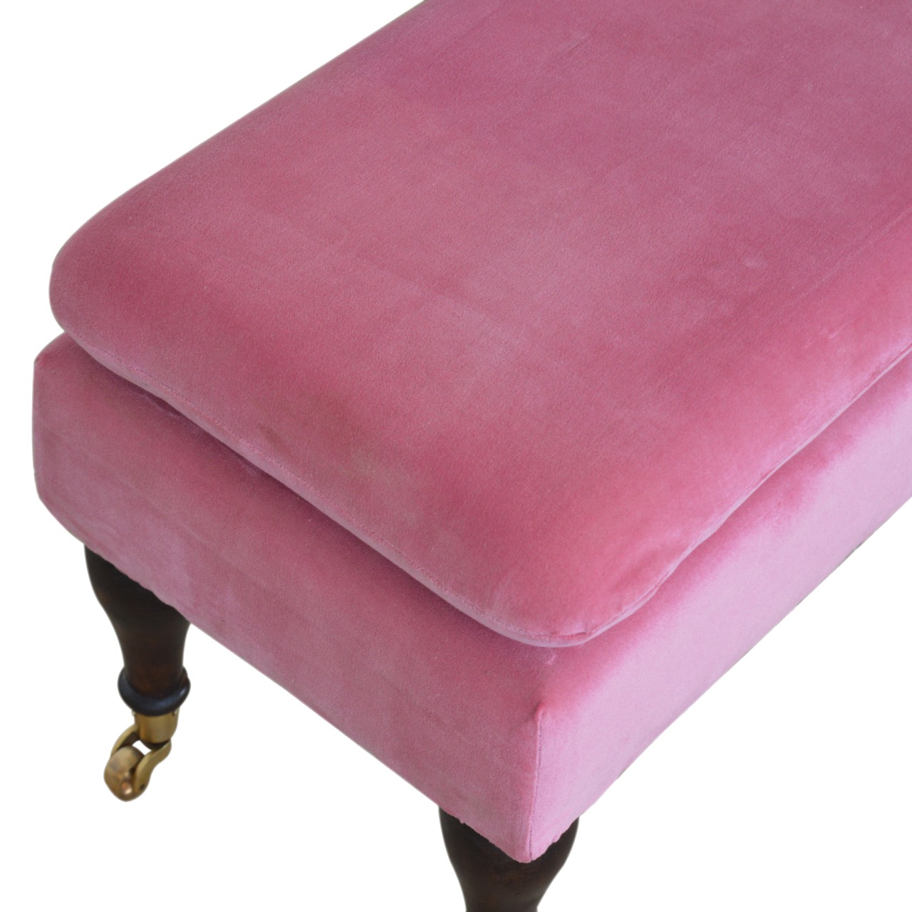 Pink Velvet Castor Bench - Image 5