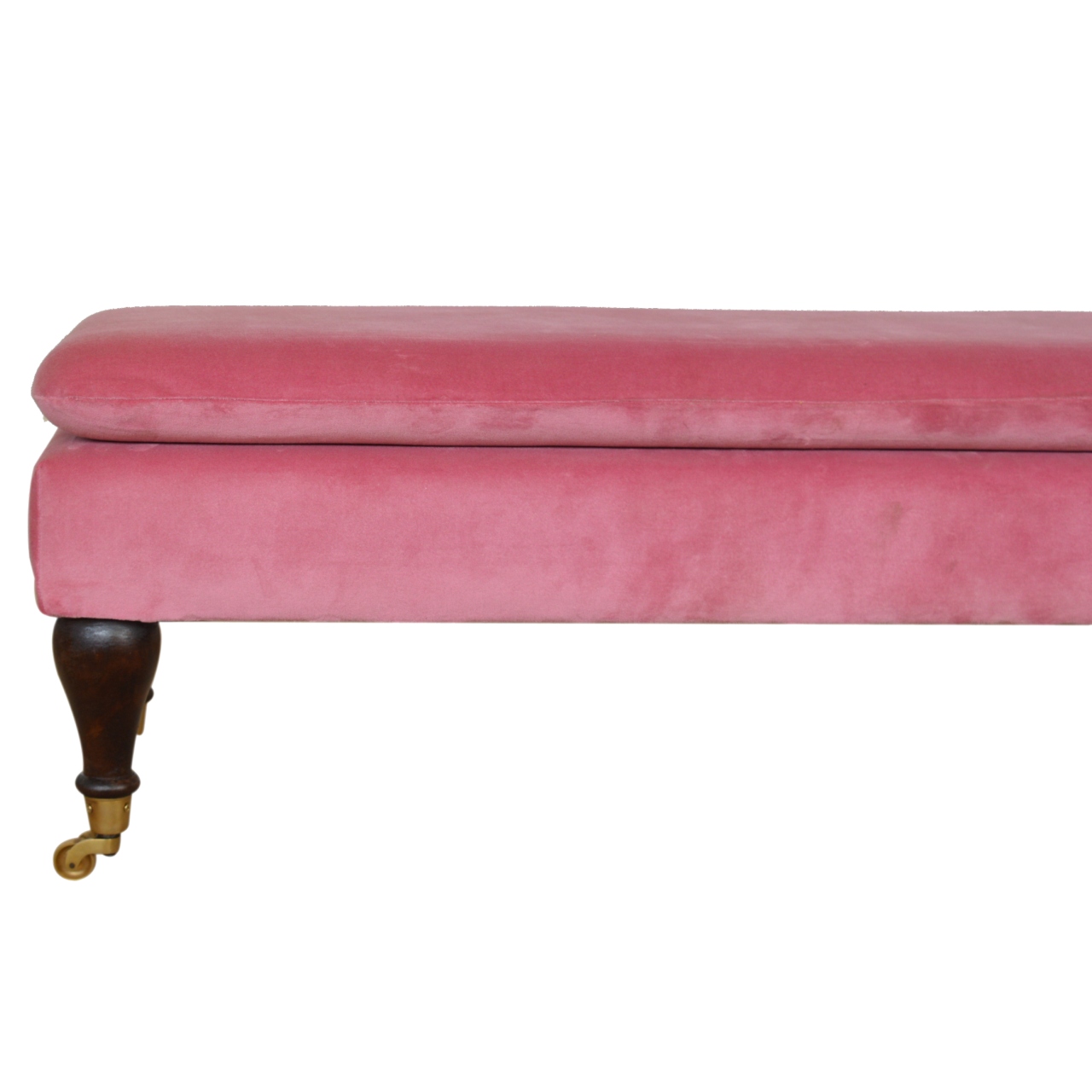 Pink Velvet Castor Bench - Image 6