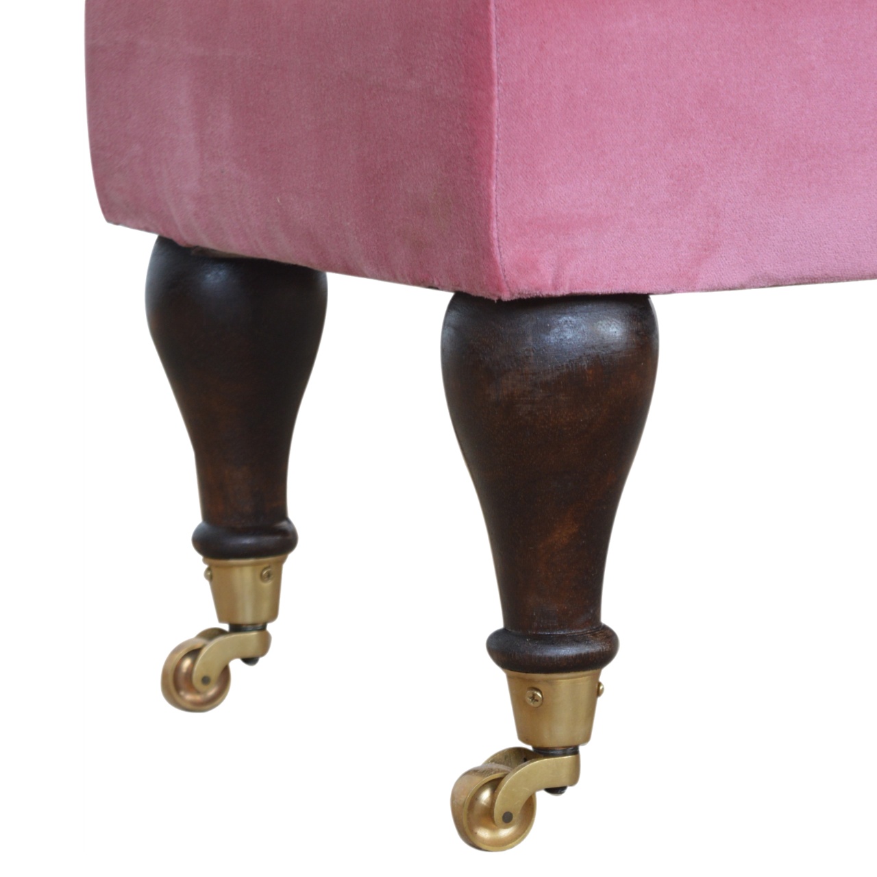 Pink Velvet Castor Bench - Image 7