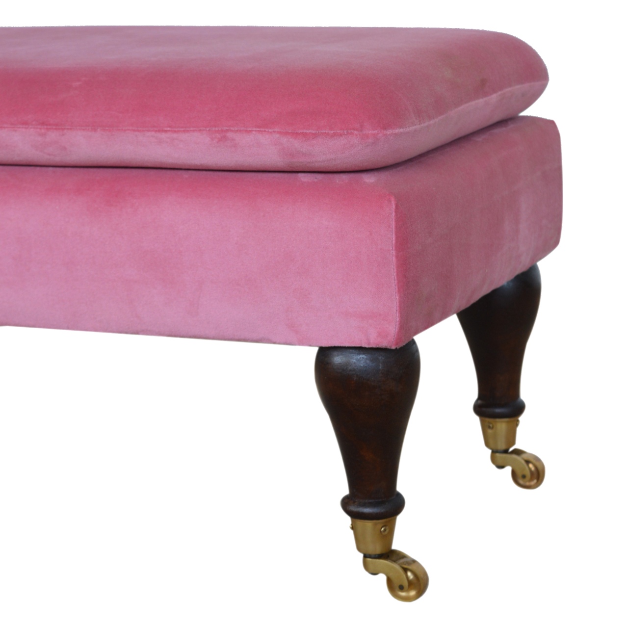Pink Velvet Castor Bench - Image 8