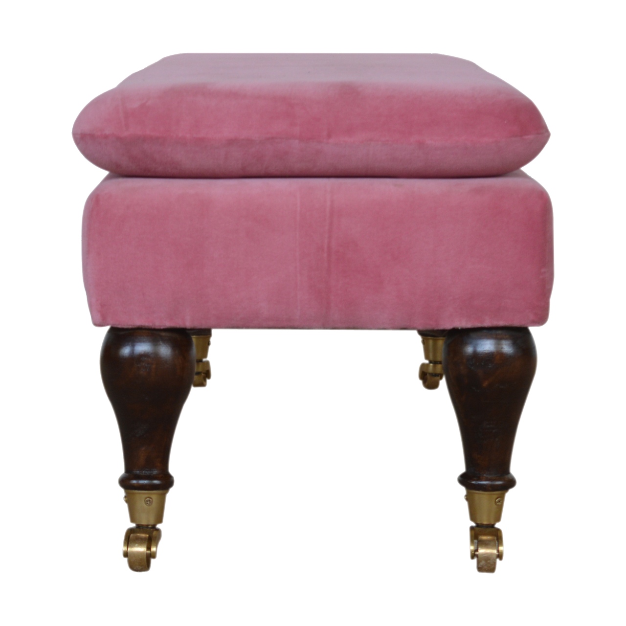 Pink Velvet Castor Bench - Image 10