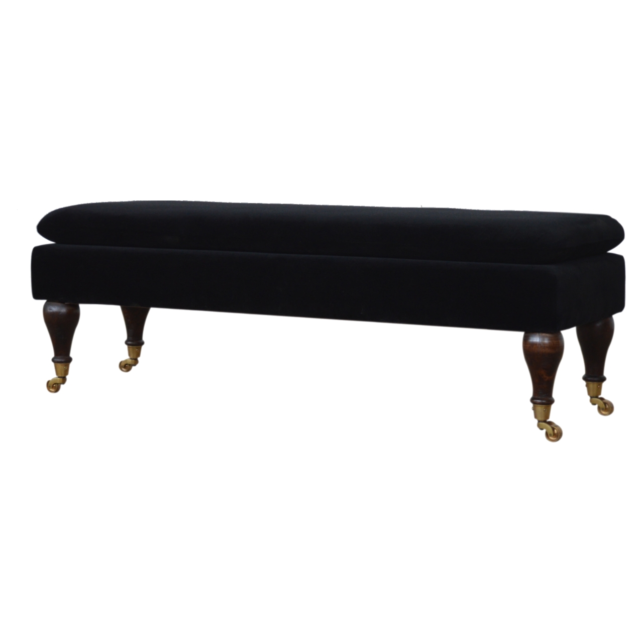 Black Velvet Castor Bench - Image 3