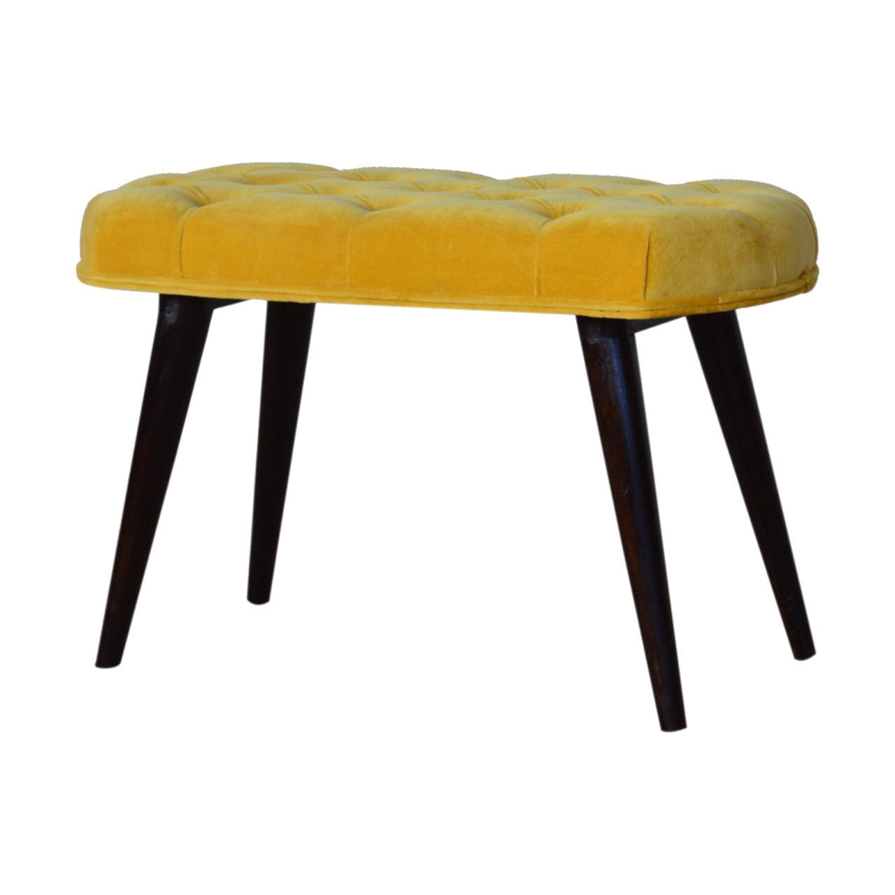 Mustard Velvet Deep Button Bench - Image 2
