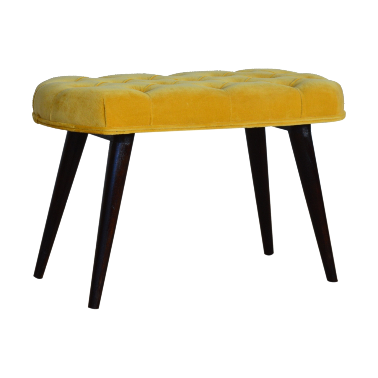 Mustard Velvet Deep Button Bench - Image 3