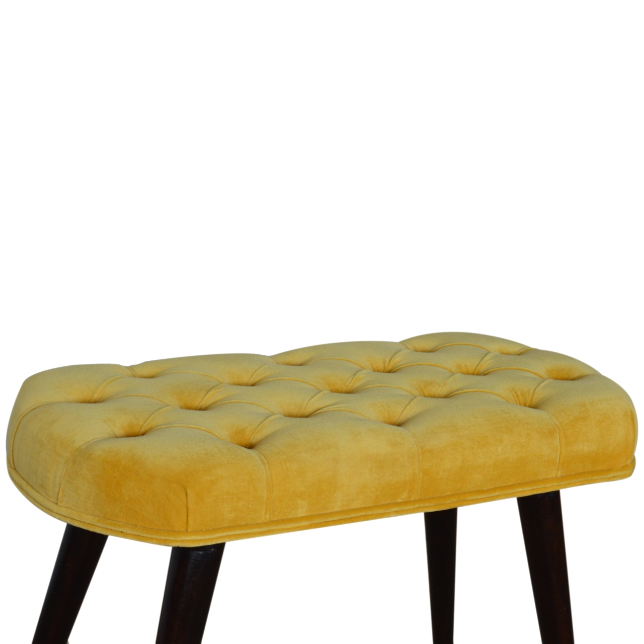 Mustard Velvet Deep Button Bench - Image 4
