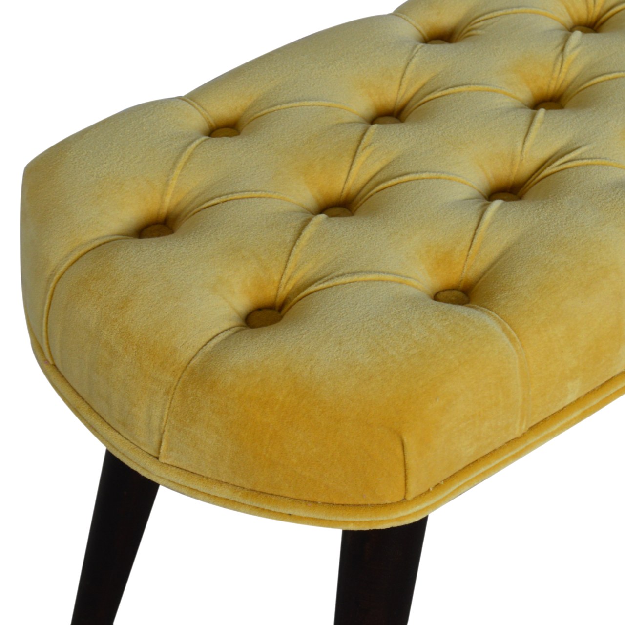 Mustard Velvet Deep Button Bench - Image 5