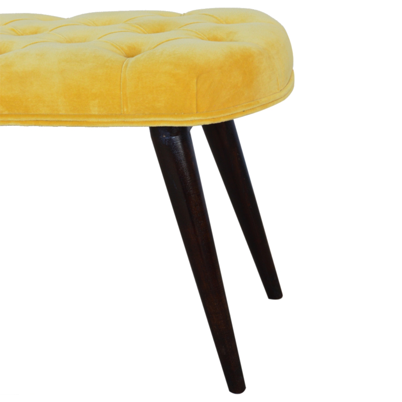 Mustard Velvet Deep Button Bench - Image 6
