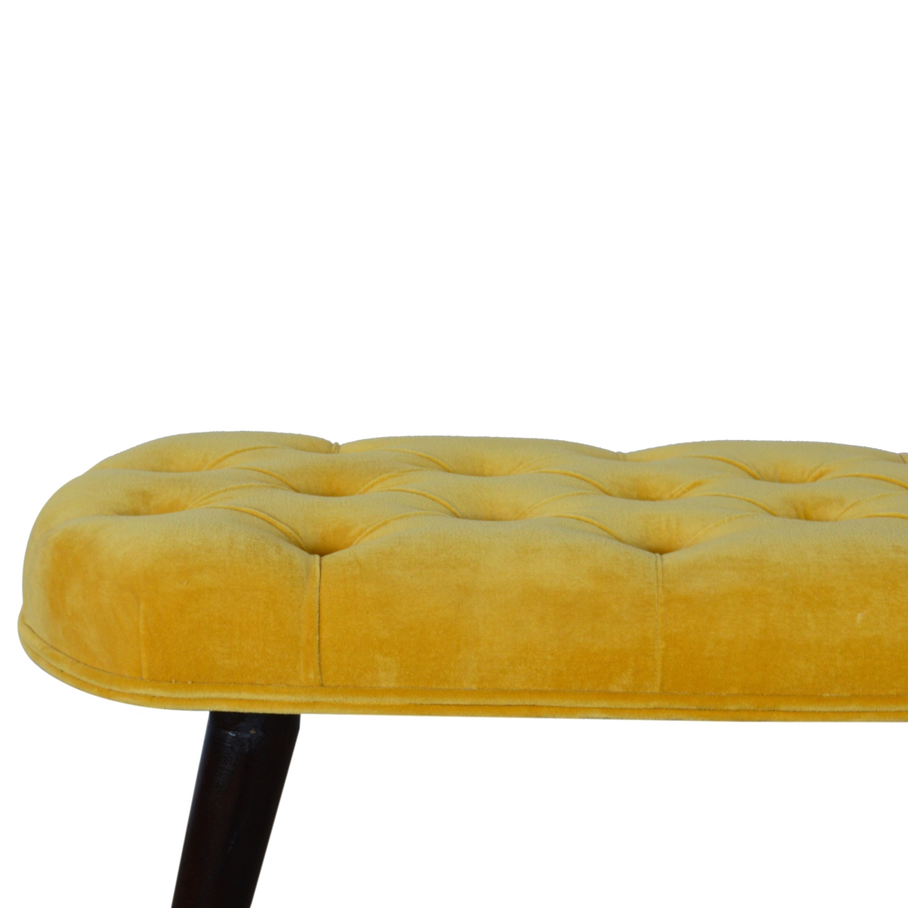 Mustard Velvet Deep Button Bench - Image 8