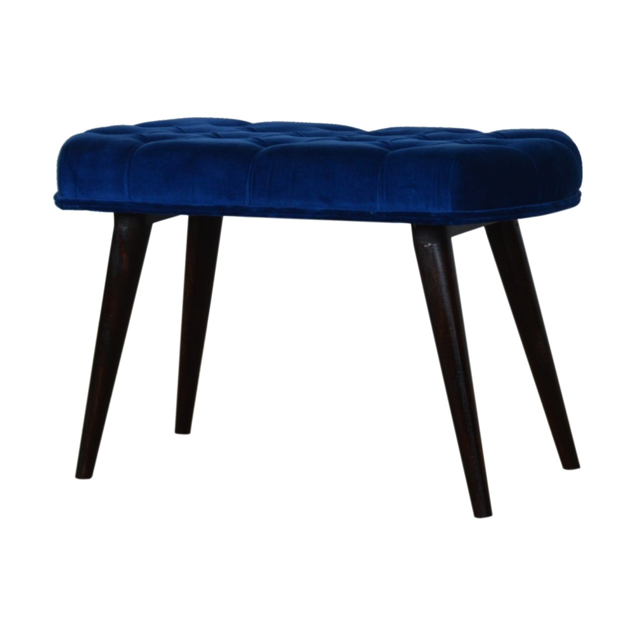 Royal Blue Velvet Button Bench - Image 2