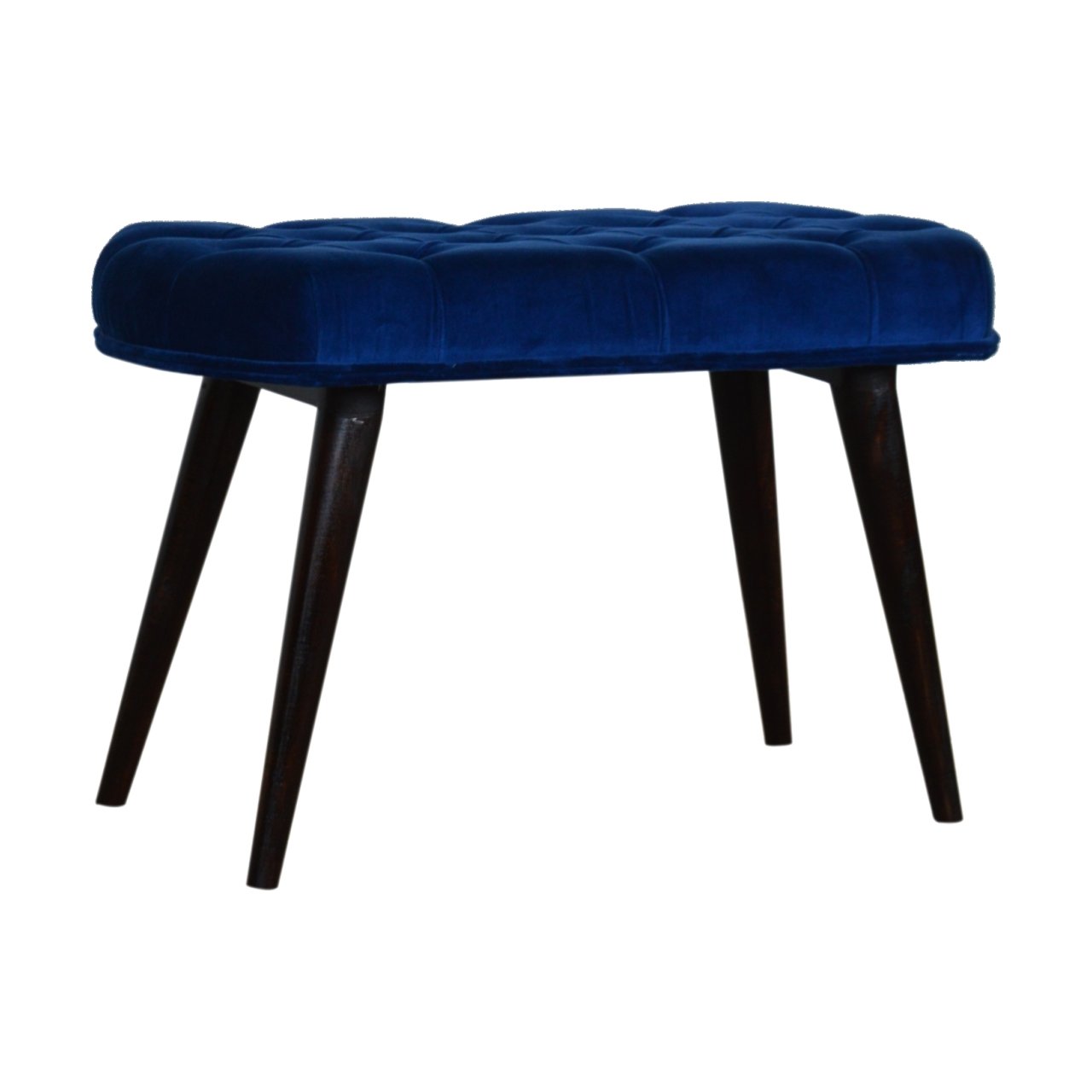 Royal Blue Velvet Button Bench - Image 3