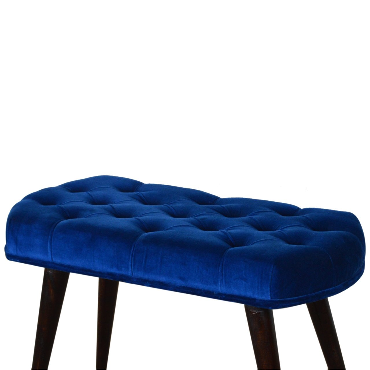 Royal Blue Velvet Button Bench - Image 4
