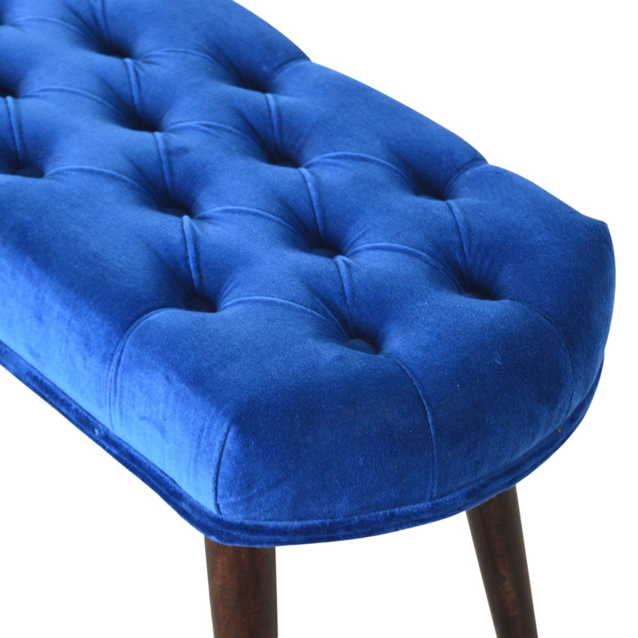 Royal Blue Velvet Button Bench - Image 5