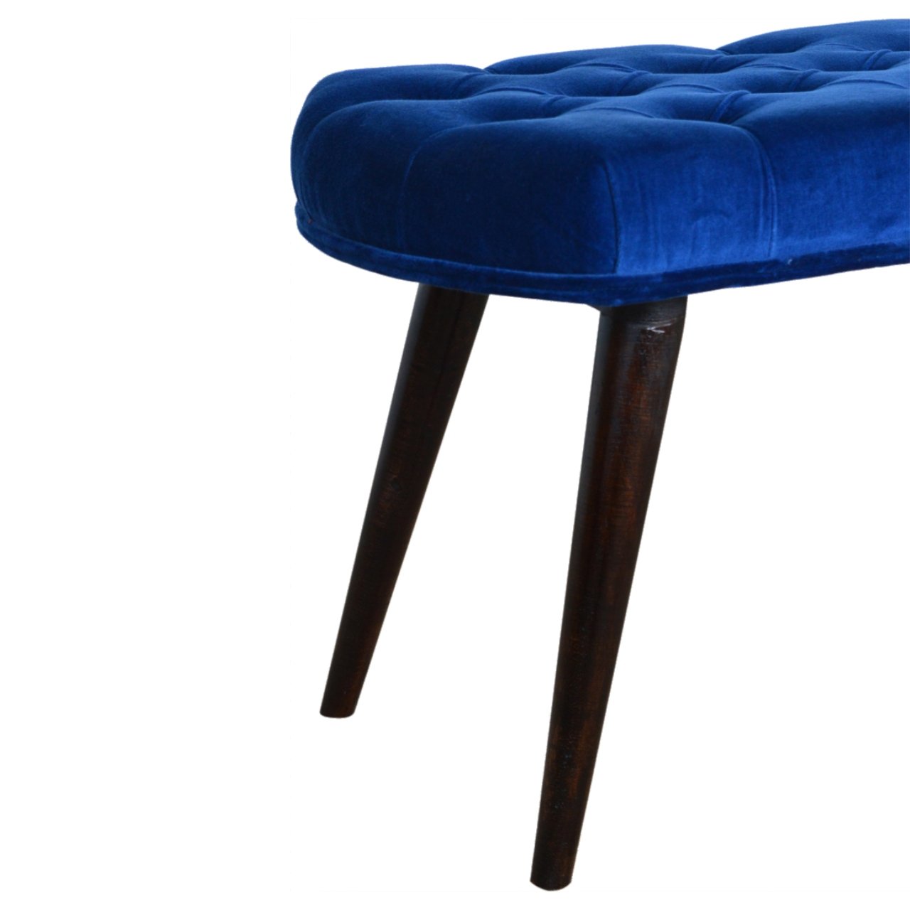 Royal Blue Velvet Button Bench - Image 6