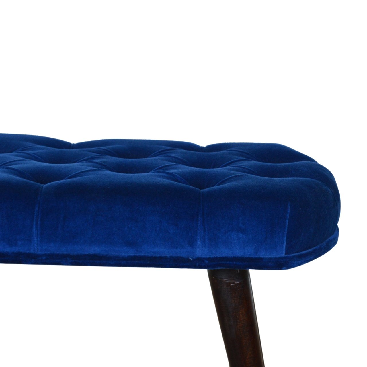 Royal Blue Velvet Button Bench - Image 7
