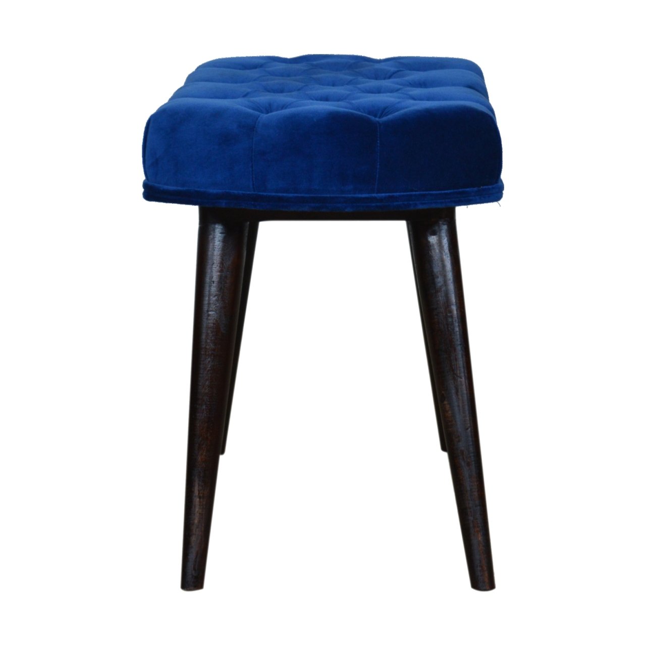 Royal Blue Velvet Button Bench - Image 9