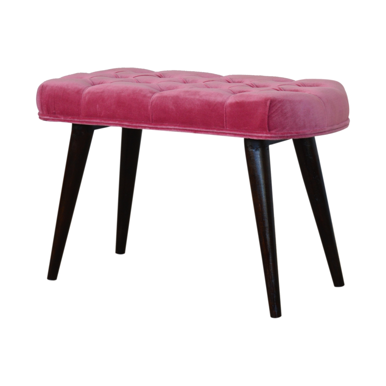 Pink Cotton Velvet Button Bench - Image 4