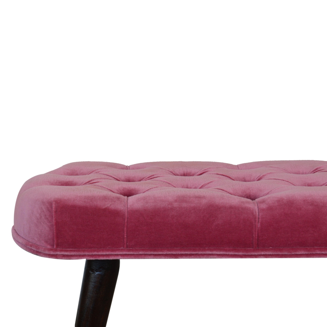 Pink Cotton Velvet Button Bench - Image 5