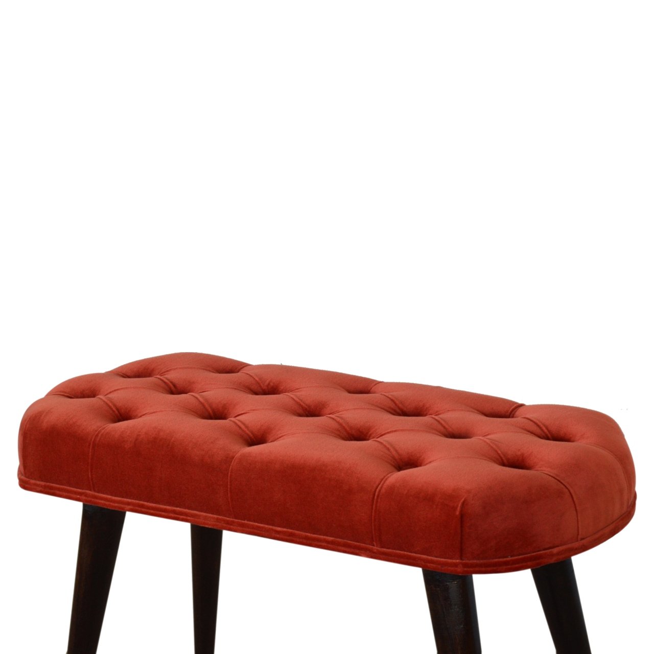 Brick Red Cotton Velvet Deep Bench - Image 4
