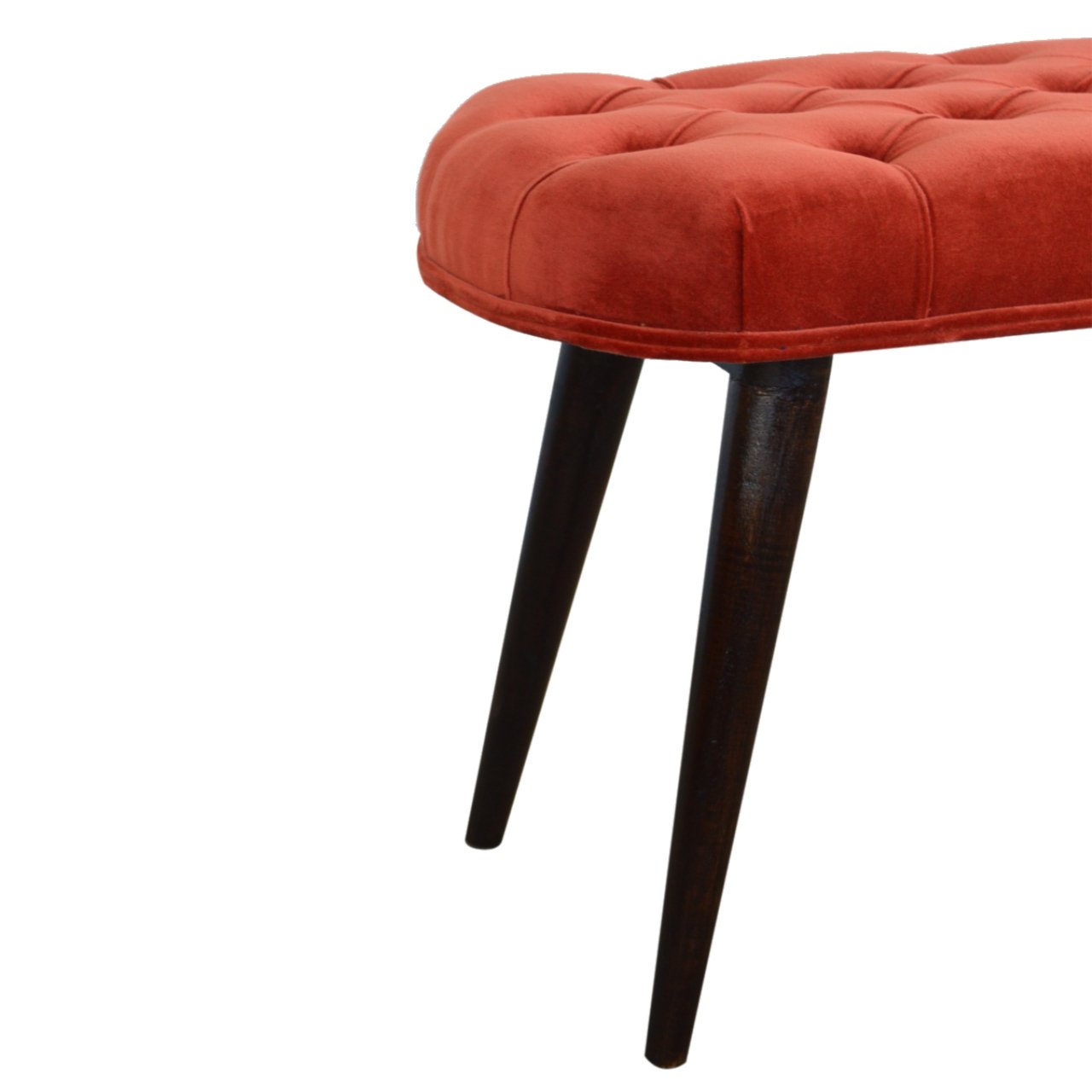 Brick Red Cotton Velvet Deep Bench - Image 7