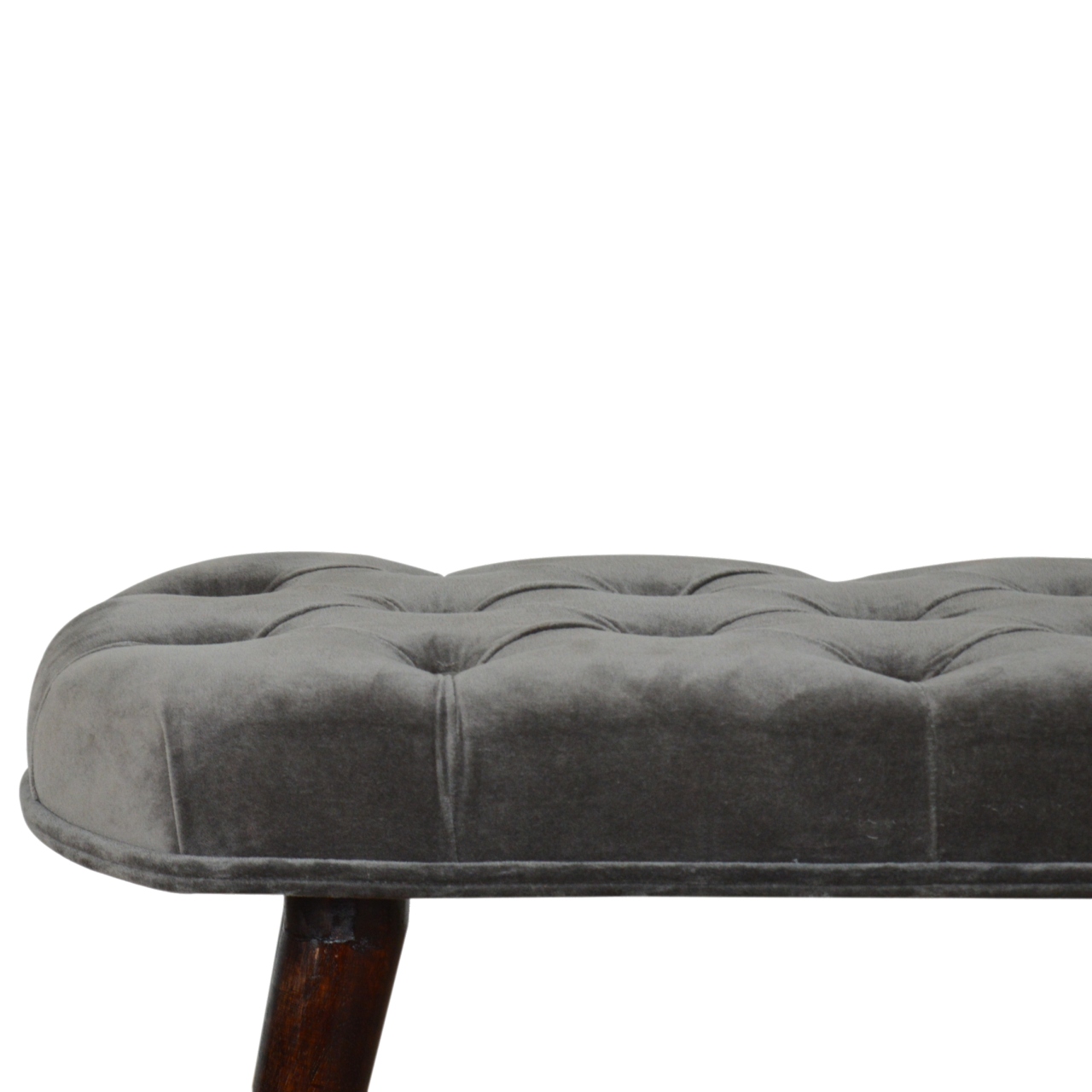 Grey Velvet Gold Base Footstool - Image 7