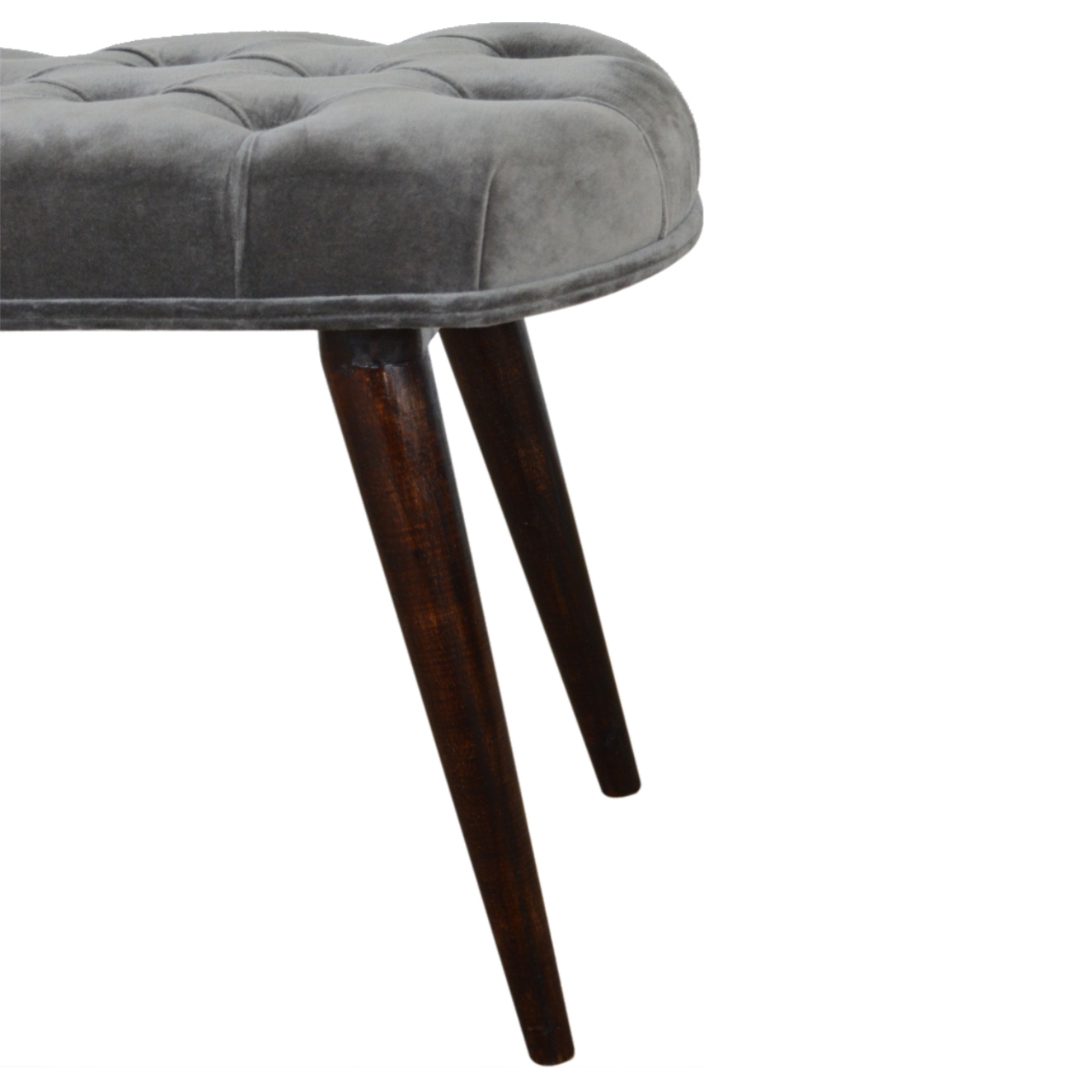 Grey Velvet Gold Base Footstool - Image 8