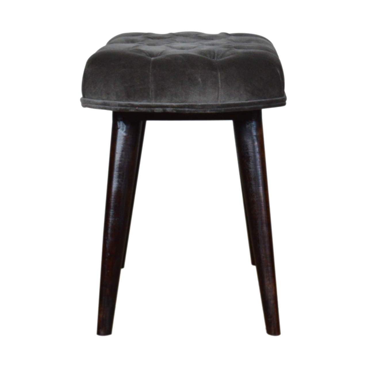 Grey Velvet Gold Base Footstool - Image 9