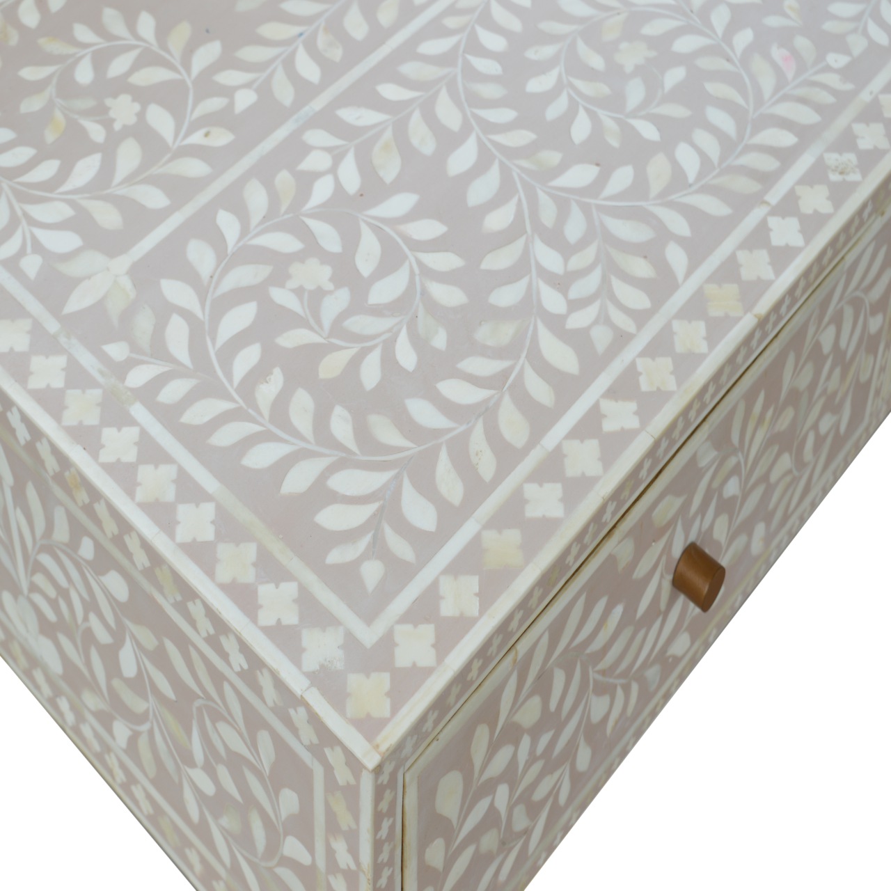 Taupe Floral Bone Coffee Table - Image 9