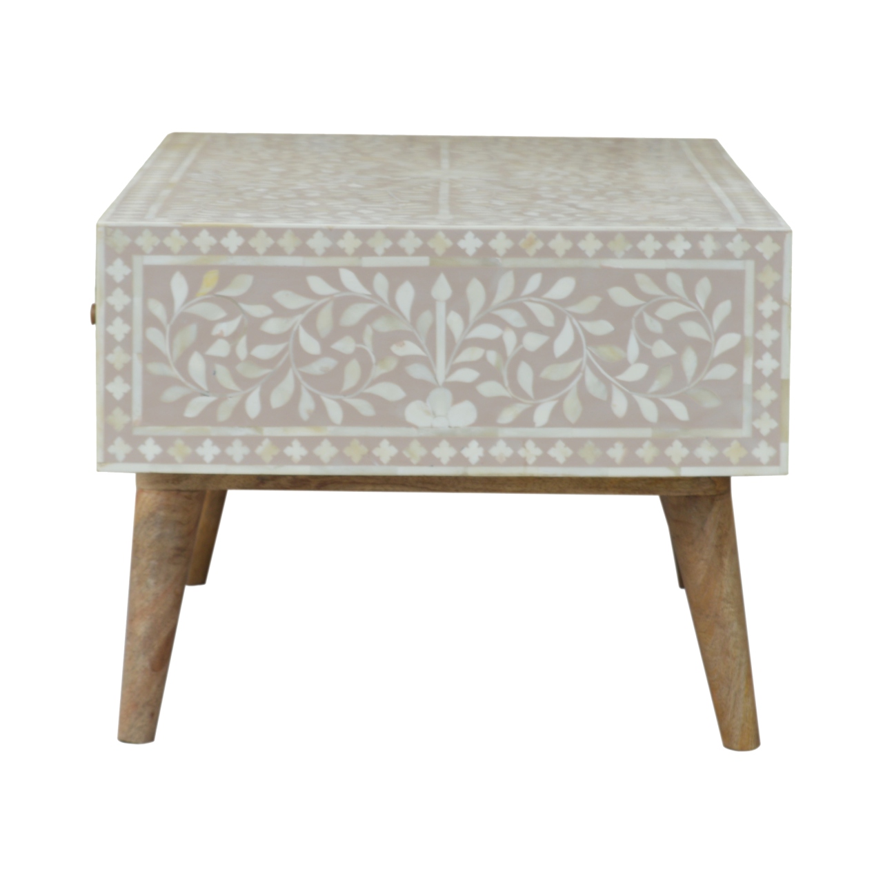 Taupe Floral Bone Coffee Table - Image 10