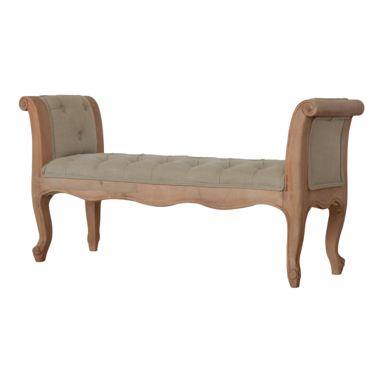Carved French Style Mud Linen Bench - Image 9
