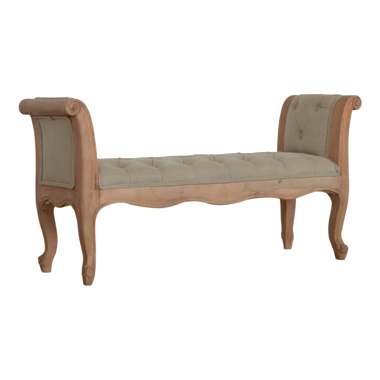 Carved French Style Mud Linen Bench - Image 8