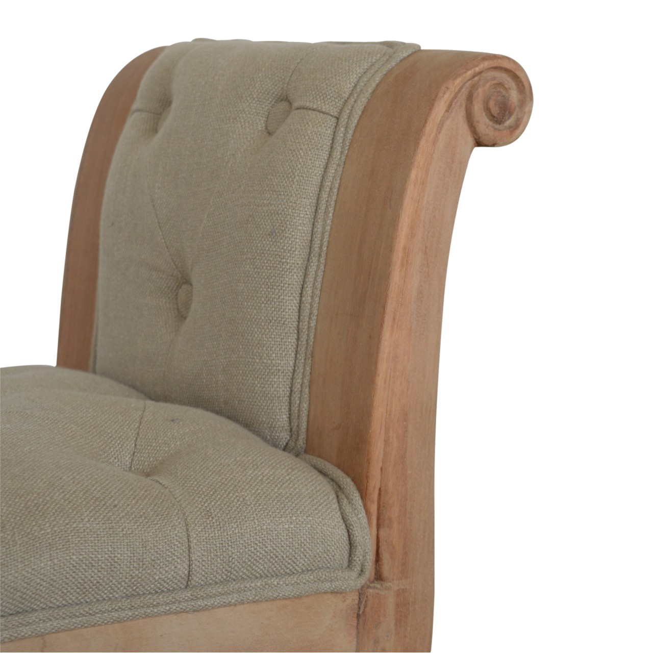 Carved French Style Mud Linen Bench - Image 5