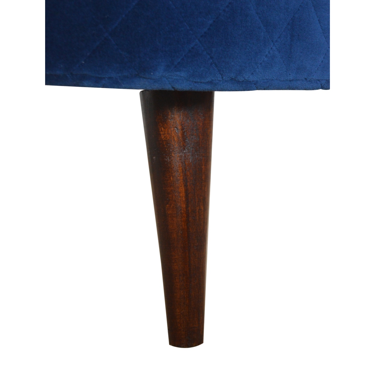 Quilted Blue Velvet Footstool - Image 9