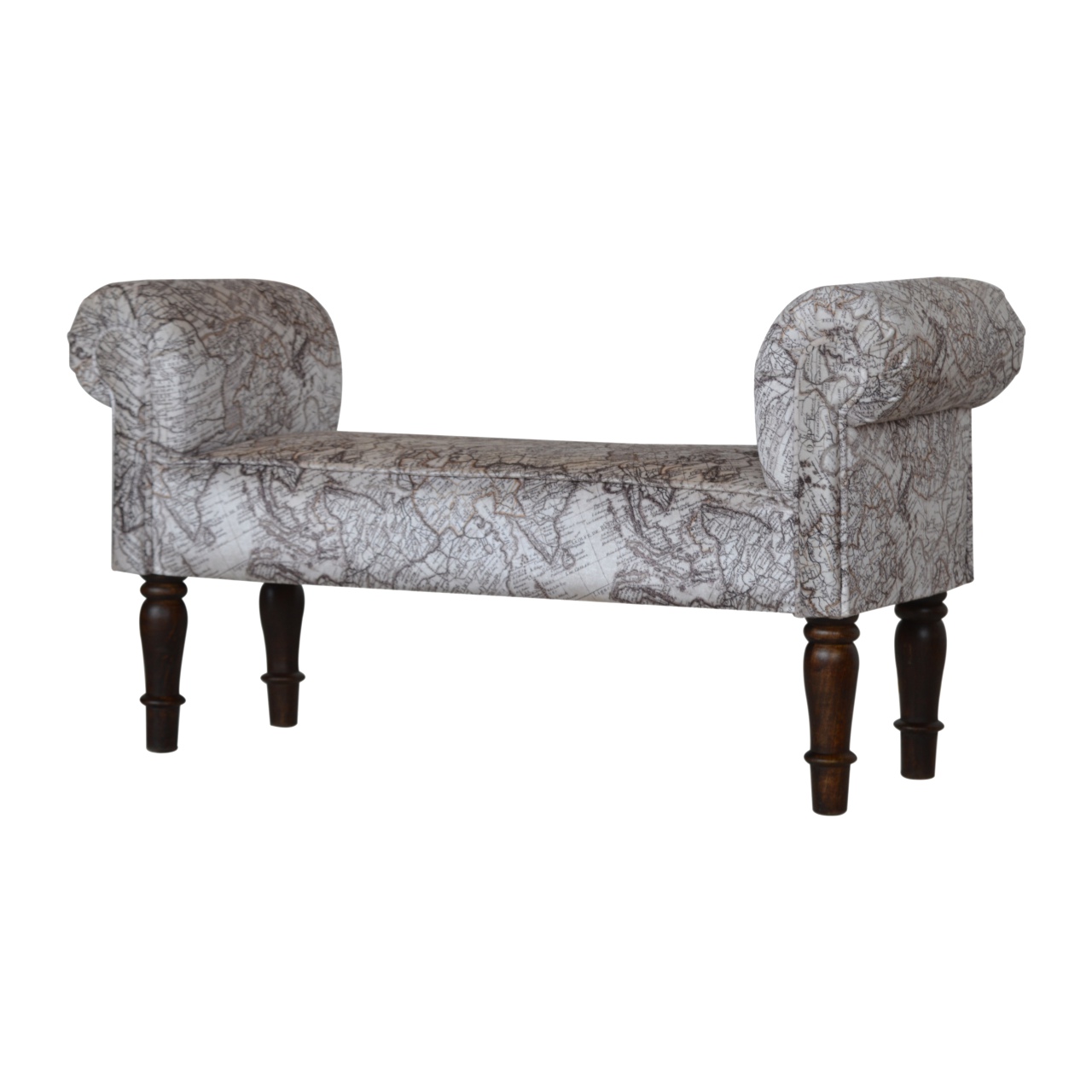 Map Printed Bedroom Bench - Image 3