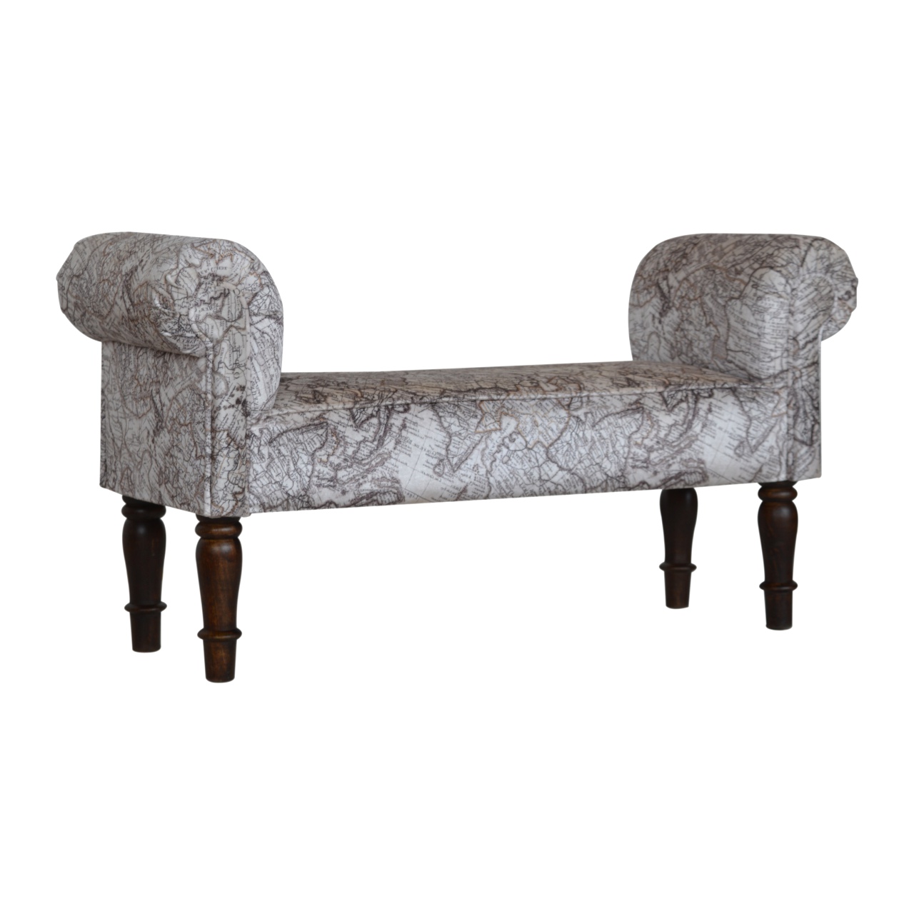 Map Printed Bedroom Bench - Image 4