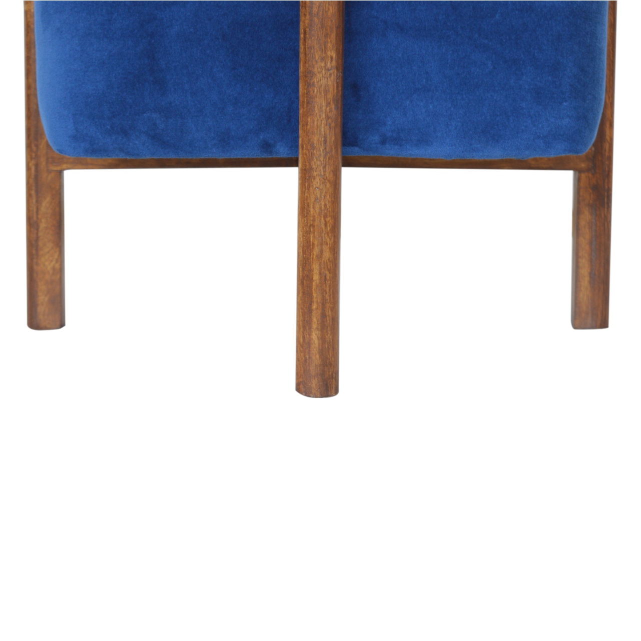 Solid Wood Royal Blue Velvet Stool - Image 6