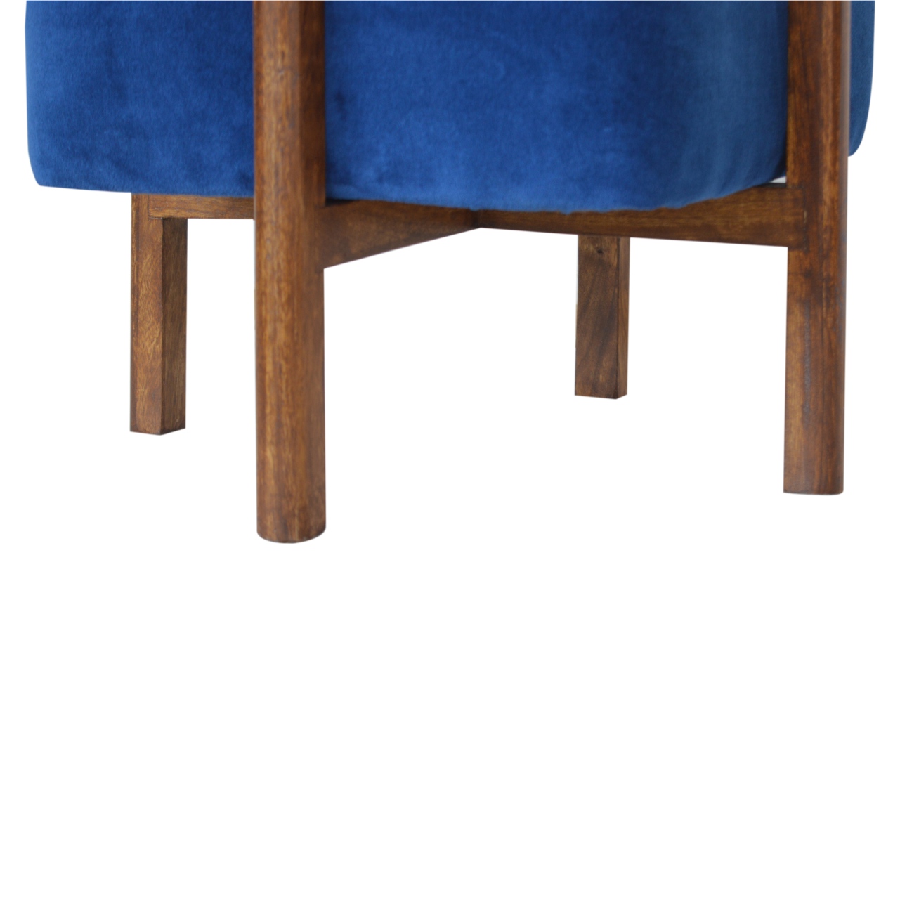 Solid Wood Royal Blue Velvet Stool - Image 7