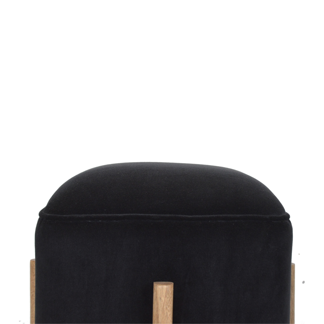 Black Velvet Solid Wood Footstool - Image 5