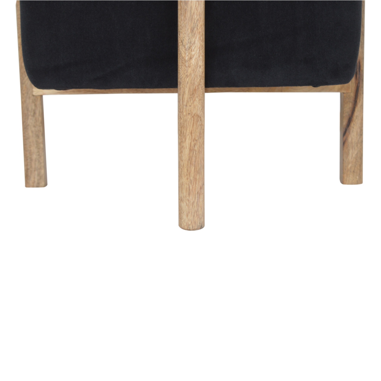 Black Velvet Solid Wood Footstool - Image 3