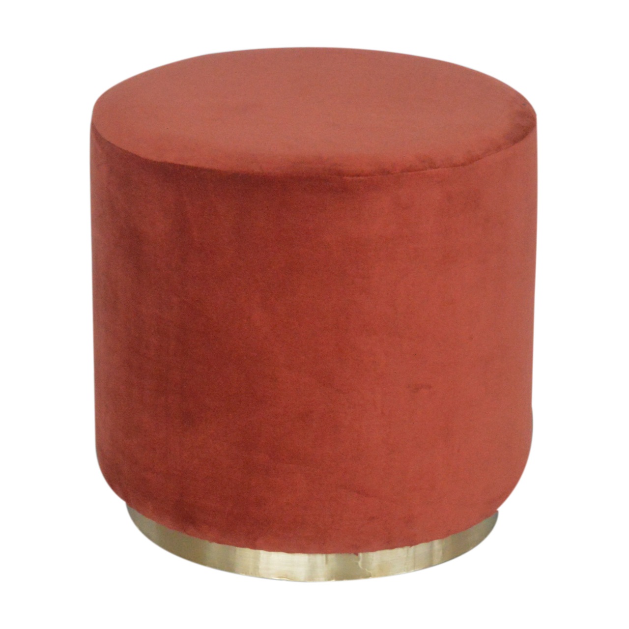Brick Red Velvet Gold Footstool - Image 3